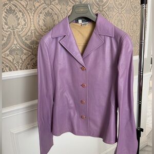 Ferragamo Calfskin Purple Leather Jacket